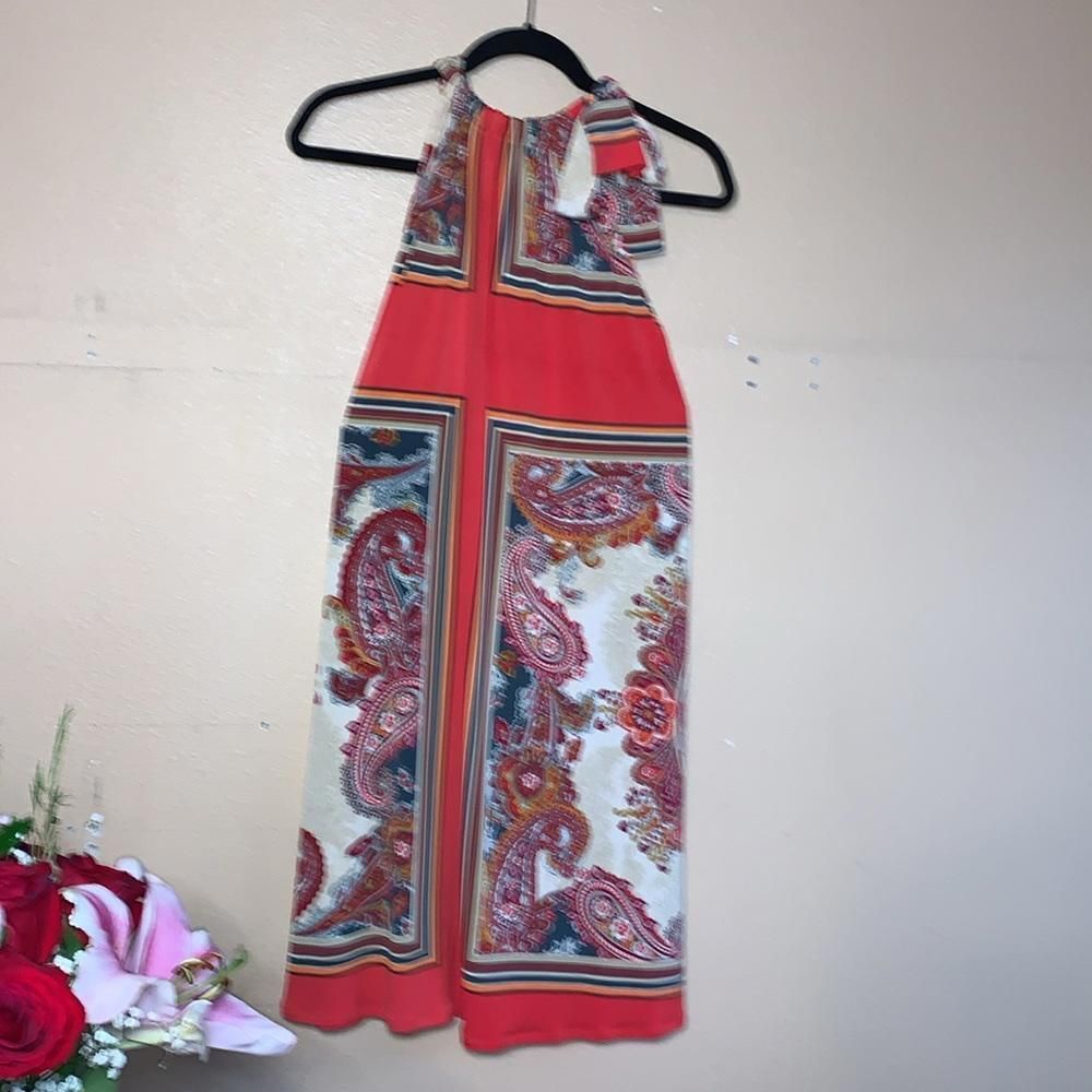 Y2K Red Paisley Halter Top Red Stretchy Comfortable Dress Large - Picture 3 of 3